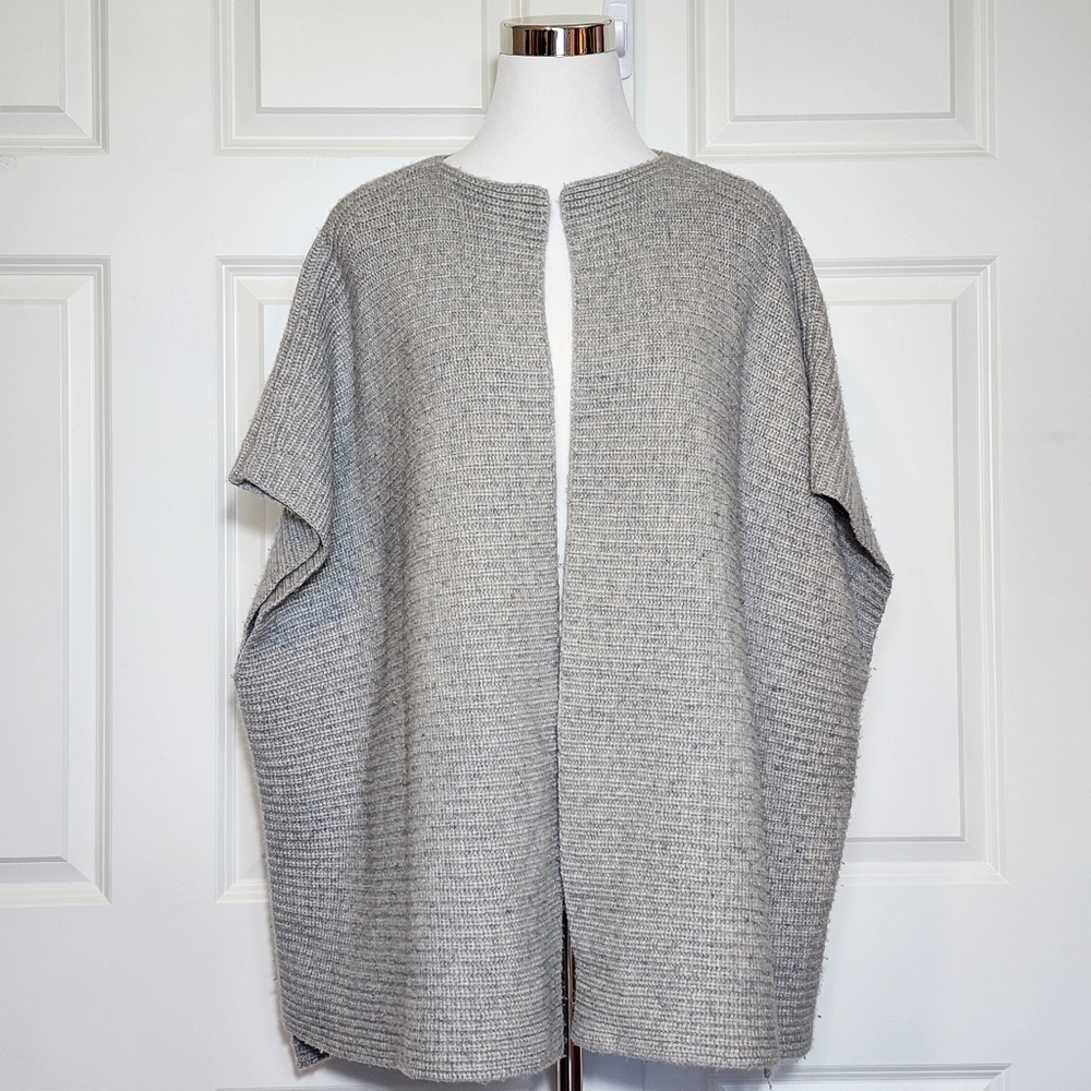 Michael Kors Open Front Ribbed 100% Cashmere Cardigan Pocho Sweater
